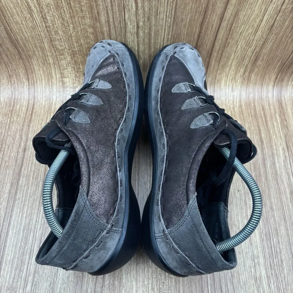Ziera Allsorts Brown Gray Leather Lace Up Casual Comfort Shoes Size 43 w 12.5 US